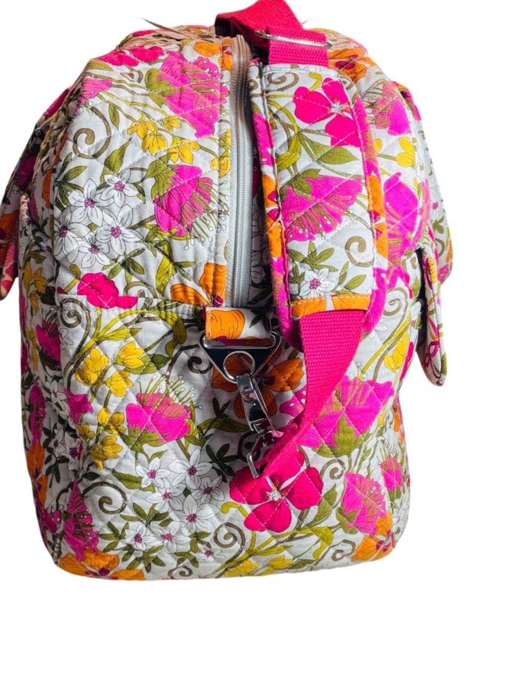 Vera Bradley Floral Lilli Bell Quilted Weekender Duffel in Pink, Orange & Cream - Picture 6 of 10